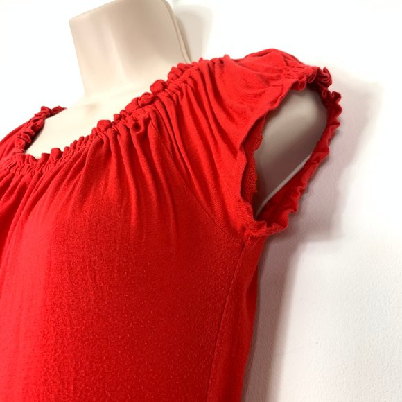 3/$25 Smart Set Red Ruffled Top Summer Shirt S - Picture 4 of 10